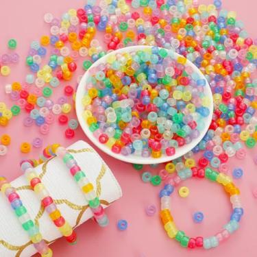 Imagem de Miçangas de pônei de 9 mm que brilham no escuro, contas de acrílico polidas, faça você mesmo, para trança de cabelo, contas luminosas/não brilham para fazer pulseiras de joias (luminosas)