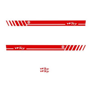 Imagem de Kit 4 Adesivos Faixa Lateral Fiat Uno Mille Way - Vermelho - Jhow Ades