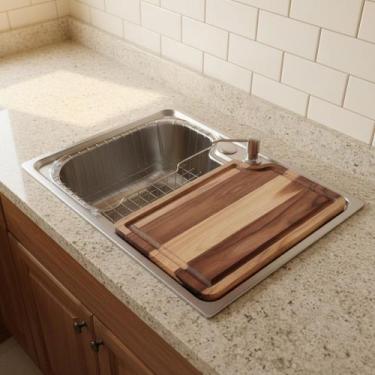 Imagem de Kit Cuba Gourmet Cozinha Aço Inox 50x40cm E Tábua De Corte - Stillus H