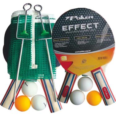 Imagem de Raquete para Ping Pong Conjunto Raquete 3 Bolas Suporte, Poker, Multicor