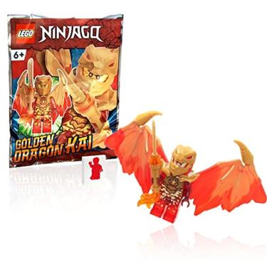 Imagem de LEGO NINJAGO Minifigura Cristalizada - Kai (Dragão Dourado) com Asas e Espada de Fogo de Ouro