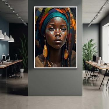 Imagem de Quadro com Moldura Mulher Africana Arte Decorativo Grande Sala Quarto Hall