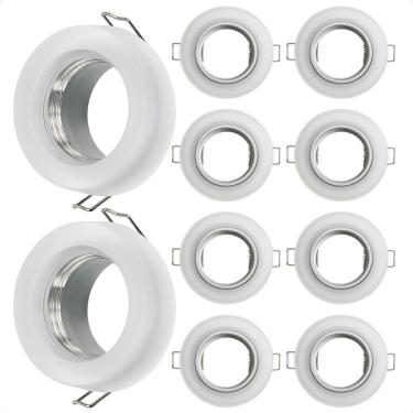 Imagem de Kit 10 Spot Taschibra Redondo Embutir Vidro Jateado Sp23 Mr16 Bivolt