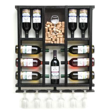 Imagem de Adega Madeira 11 Garrafas Vinho Porta Rolhas E Taças