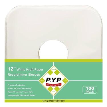 Imagem de 100ct 12” Vinyl Record Inner Sleeves Made from White Kraft Paper Album Covers with Round Corners for Easy Insert Protect The Collection of LPs & Singles