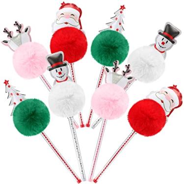 Imagem de Canetas esferográficas de pelúcia Pompom de Natal, canetas esferográficas pretas de tinta gel, 1,0 mm, preta, para crianças, material escolar, recompensa, lembrancinhas de festa de Natal (8)