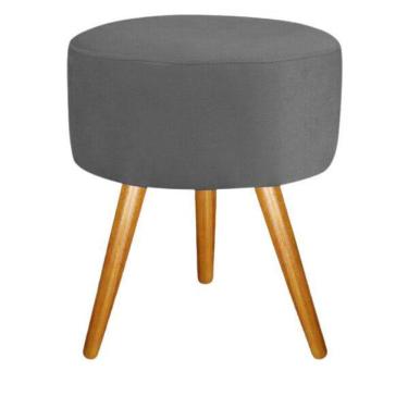 Imagem de Puff banqueta para sala cinza pé palito 50 cm altura