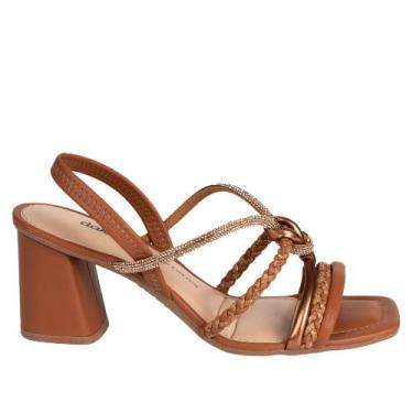 Imagem de Sandália Feminina Dakota Salto Bloco Tranças Caramelo, Caramelo, 38