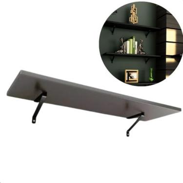 Imagem de Prateleira de Madeira MDP Preta 90x20cm Suporte Visível Livro moveis c