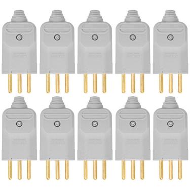 Imagem de Plugue Macho Com Prensa Cabo 3 Pinos 10A Margirius Cinza