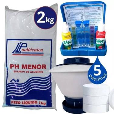 Imagem de Kit Tratamento para Piscina 1kg Cloro em Pastilha Clorador Margarida 2