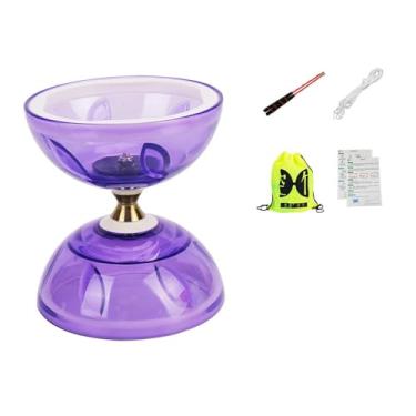 Imagem de Fenteer Conjunto de Diabolo Chinês com Cinco Rolamentos, Diversão, Clássico, Versátil, Acessórios, Brinquedo de Malabarismo para Crianças, Palco de Jardim, L Purple