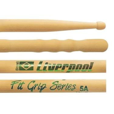 Imagem de Baqueta Liverpool Fit Grip Marfim Padrão 5A Comprida FIT5AM com Cabo Ondulado Ponta de Madeira