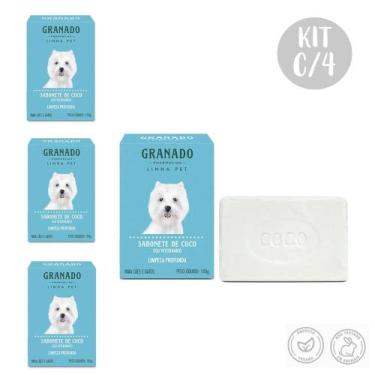 Imagem de Kit c/4 Sabonetes em Barra Pet Coco Limpeza Profunda 100g Granado
