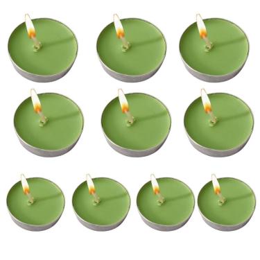Imagem de Kit 10 Velas Verde Rechaud Parafina Decoração