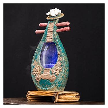 Imagem de Fonte de mesa fonte de mesa interior - fontes de cachimbo de cerâmica estilo chinês clássico humidificador de sala de estar decoração de mesa para fontes de escritório (cor: Cinzento) (O