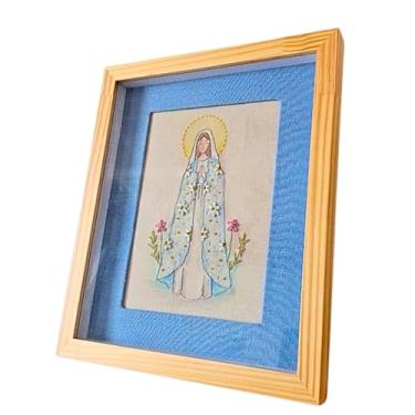 Imagem de Quadro Artesanal da Virgem Maria 34x29cm Decorativo