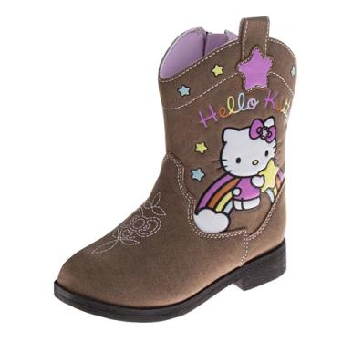 Imagem de Josmo Hello Kitty Botas de faroeste para meninas – Bota infantil Cowgirl Ranch Classic Cowboy Western Shoes (tamanhos 7-10 infantil / 11-12 criança pequena), Marrom - Hello Kitty, 10 Toddler