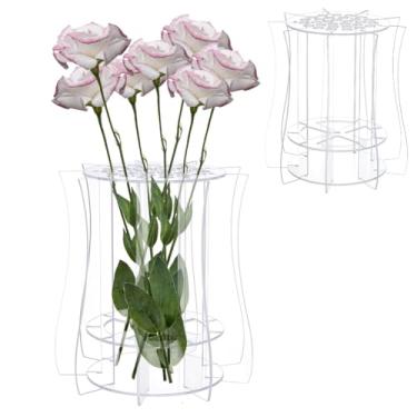 Imagem de UNICRAFTALE Vaso transparente para flores artificiais para suporte de flores, vasos de quebra-cabeça de acrílico, suporte de exibição de rosas para orquídeas em flor de cerejeira, buquê de tulipas