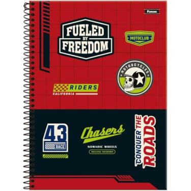 Imagem de Kit de Cadernos, Foroni, 10 Matérias, Capa Dura, Motoclub, 160 Folhas, Pacote com 4