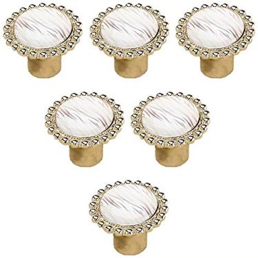 Imagem de Puxadores de decoração de cômoda de banheiro puxadores de porta de gaveta de móveis de cozinha estilo pastoral puxadores de móveis de armário 4 cores disponíveis - 6 peças (estilo C distância do furo