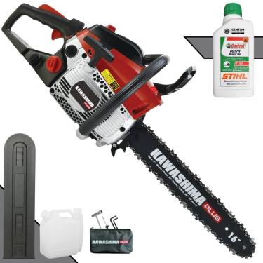 Imagem de Motosserra Moto Serra Motor Serra Kawashima KCS-380P À Gasolina 2T 37,2cc Profissional Com Sabre 16’` Ideal Para Corte de Lenha + ÓLEO STIHL 8017 2T