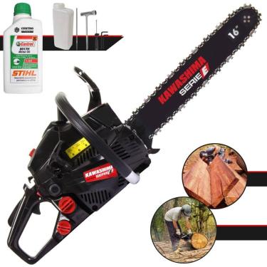 Imagem de Motor Serra Kawashima KCS-400E À Gasolina 37,2cc Com Sabre 16’` Profissional Com Carcaça de Alumínio Ideal Para Desdobra de Madeira + ÓLEO STIHL 2T