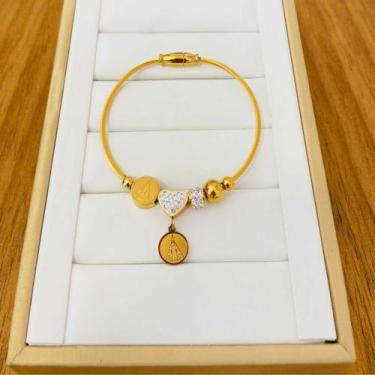 Imagem de Bracelete Nossa Senhora Aparecida Fecho de Imã - Aço Inox - Maria Pinh