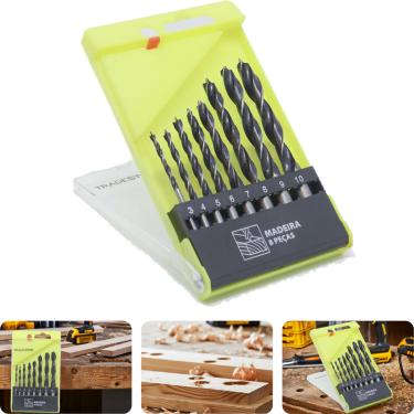 Imagem de Jogo Broca Aço 3 Pontas Compensado Madeira 3 - 10 mm  8 Peças Tradestar