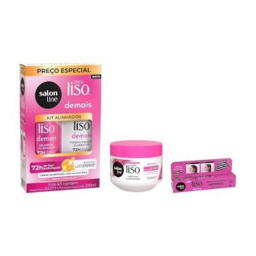 Imagem de Kit Shampoo, Condicionador, Máscara, Rímel Antifrizz, Salon Line, Meu Liso Demais, Vegano - Para Cabelos Lisos, 4 Unidades