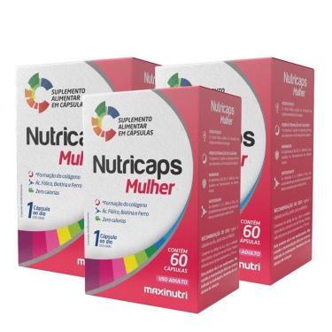 Imagem de Kit 3 Nutricaps Mulher Polivitaminico Completo 60 Capsulas Maxinutri-Unissex
