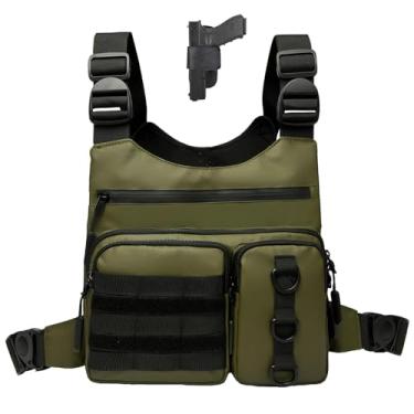 Imagem de Criuage Bolsa de peito esportiva ao ar livre para homens e mulheres, colete de corrida de grande capacidade com bolso para garrafa de água, confortável mãos livres, mochila de peito EDC para