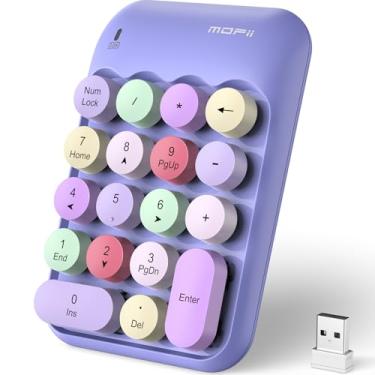 Imagem de MOFII Teclado numérico sem fio colorido fofo - 18 teclas, portátil de 2,4 GHz com conectividade sem fio estável, extensão de contabilidade financeira de 10 teclas para laptop, PC, desktop, Surface Pro