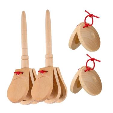 Imagem de predolo 4x Castanholas de Dedo de Mão Castanholas Musicais Brinquedos de Desenvolvimento Auxiliares de Ensino de Música Instrumento de Percussão de Madeira