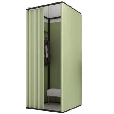 Imagem de Camarim quadrado com cortina de sombreamento, trocador portátil e expositor para lojas de roupas e uso temporário (verde, 100 x 100 x 200 cm)