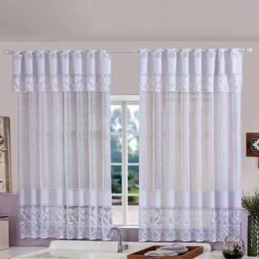 Imagem de Cortina De Cozinha Bella Janela Renda Com Bandô 2,20m X 1,25m 100% Pol