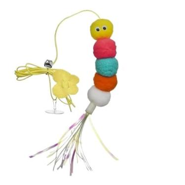 Imagem de Brinquedo Gato Suspenso Pendurar Na Porta Elástico Interativo Lagarta Pena Sino Exercício Divertido(KIT 1 UND RATINHO)