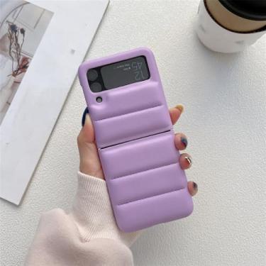 Imagem de Capa de couro pu para baixo jaqueta de couro para Samsung Galaxy Z Flip 4 ZFlip 3 5G capa macia, roxa, para Samsung Z Flip 5