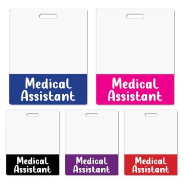 Imagem de Toykee Porta-cartão grande para crachá de assistente médico - Acessórios MA horizontais GG Azul Rosa Preto Roxo Vermelho Porta-cartões de identificação Etiquetas de nome Buddy para trabalho hospitalar