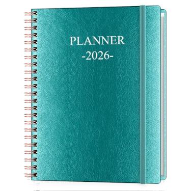 Imagem de Planner 2026 – Agenda semanal e mensal funciona de janeiro de 2026 a dezembro de 2026, 21,6 x 28 cm, abas de 12 meses, bolso interno, capa de couro PU com encadernação de fio duplo, planejadores
