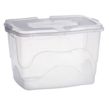 Imagem de Kit Caixa Organizadora 34L Transparente De Plástico Container Para Brinquedos Roupas Documentos(3)
