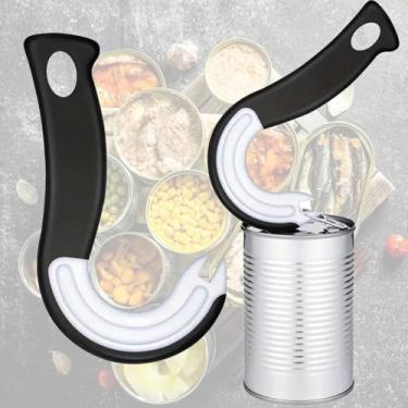 Imagem de Abridor de lata manual com alça ergonômica ferramenta de remoção de tampa de frasco de fácil aderência adequada para cozinha doméstica e itens essenciais de viagem