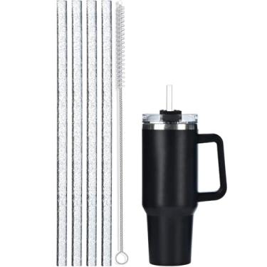 Imagem de Pacote com 4 canudos de substituição transparentes de 30,5 cm para copo Stanley 1,134 g 850 g, canudos de plástico reutilizáveis com 1 escova de limpeza acessórios para copo