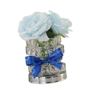 Imagem de Dualoai Luminária de Mesa LED Noturna Romântica com 3 Cores Regulável, Lâmpada única de Flores em Memória Da Amizade E Do Amor para Sala de Estar, Azul, Tamanho real