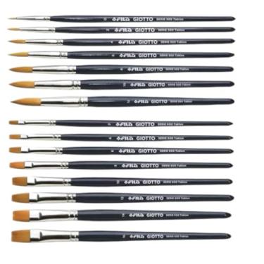 Imagem de Kit Pincel Giotto Taklon Chato 8 pinceis e Redondo 7 pinceis