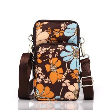 Imagem de Bolsa transversal para celular feminina, bolsa de ombro pequena com vários bolsos, mini carteira para celular, bolsa de compras, Floral-y, Moderno