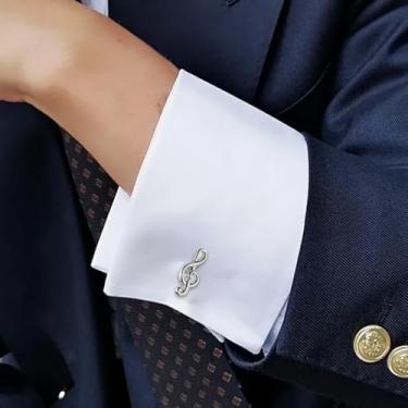 Imagem de Abotoaduras de música de aço inoxidável para homens, camisas diárias, acessórios de negócios, One Size, Aço inoxidável, Sem Pedra Preciosa