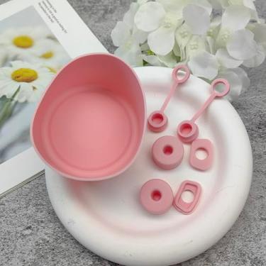 Imagem de 7 peças de tampas de silicone para canudos reutilizáveis, tampões à prova de poeira, adoráveis canudos, tampas adequadas para canudos de 6 a 11 mm (rosa)