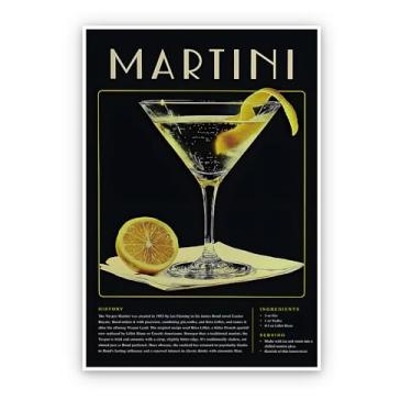 Imagem de SKINGE Vintage Cocktail Poster-Bar Carrinho Acessórios e Decoração Vesper Martini Cocktail Estética Impressões Pintura Tela Arte de Parede Para Sala de Estar Faculdade Dormitório Apartamento Decoração