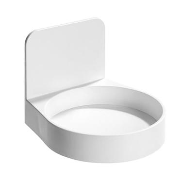 Imagem de Copo de enxaguante bucal conveniente para economia de espaço, suporte de armazenamento de xampu montado na parede, banheiro branco